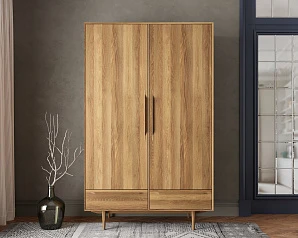 Шкаф двустворчатый  "Bruni" с двумя ящиками арт BR27/2 в интерьере