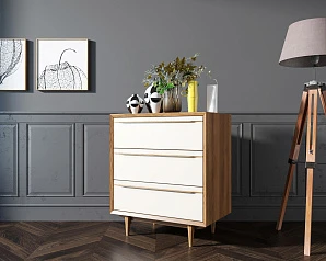 Комод в Скандинавском стиле "Bruni white" на три ящика арт BR07WH на заказ