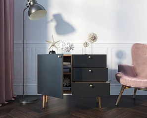 фото Комод "Berber" три ящика и дверка 33 принт арт BB34/Print_33 в интерьере