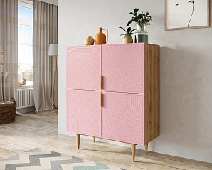 фото Большой комод с четырьмя дверками "Line" LN03/GR1/pink в интерьере