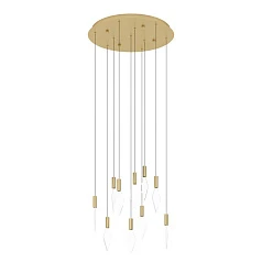 купить красивые 390359 Люстра диммируемая MIRADOR, 10X3W (LED), 3000K, 3400lm, ?580, сталь, латунь, золотой/пластик, прозрачный