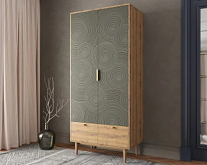 стильные Шкаф двухстворчатый  с ящиками "Line" R26/browngrey