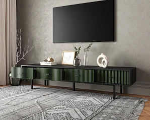 фото Комод с четырьмя ящиками под TV "Emerson" арт EM06/green/L в интерьере