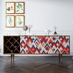 Комод "Berber" удлиненный с бутылочницей 2 принт арт BB15/Print_02 в интерьере