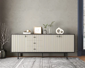 Комод с тремя дверками и тремя ящиками "Emerson" арт EM07/milky/L на заказ