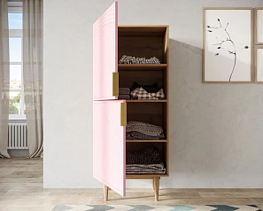 купить Вертикальный комод с двумя дверками "Line" LN05/GR1/pink в интернет-магазине