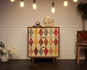 красивый Комод в Скандинавском стиле "Bruni print" на три ящика арт BR07P на заказ