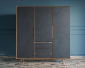 купить красивый Шкаф в скандинавском стиле "Bruni Black" трехстворчатый арт BR27/3Black