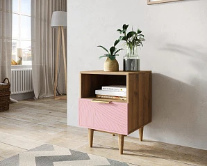купить стильные Тумбочка с нижним ящиком "Line" LN09/GR1/pink