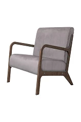 красивое Низкое кресло с деревянными подлокотниками Mody Grey серый