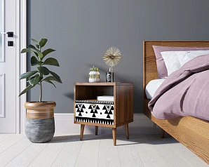 Тумбочка "Berber" с одним ящиком 19 принт арт BB06/Print_19, разноцветная