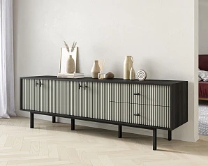 купить стильный Комод с четырьмя дверками и двумя ящиками "Emerson" арт EM04/gray/L в интернет-магазине