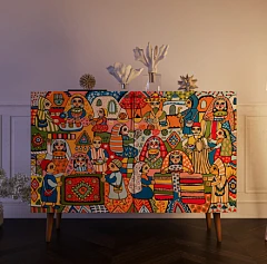 Комод "Berber" две дверки 1 принт арт BB04/Print_01 в интерьере