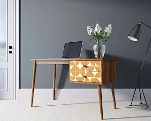 Стол рабочий "Berber" принт 14 с одной тумбой арт BB20/Print_14 в интернет-магазине