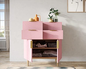 заказать Большой комод с четырьмя ящиками и дверками "Line" LN17/GR1/pink в интернет-магазине