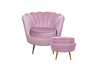 Кресло с пуфом ракушка Pearl Pink в интернет-магазине