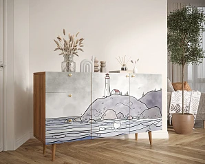 красивый Комод "Berber" с двумя дверками и ящиками арт BB17/Print_51 на заказ