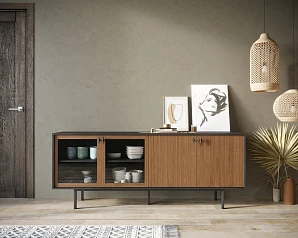 красивый Комод со стеклянными и глухими дверками "Emerson" арт EM13