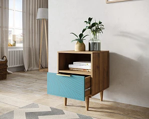 Тумбочка с нижним ящиком "Line" LN09/GR1/blue в интерьере