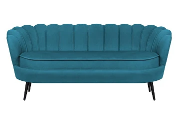 Диван для гостиниц Pearl Triple Marine Velvet на черных ножках на заказ в интернет-магазине