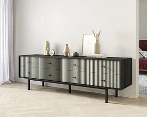 купить стильный Комод с восемью ящиками "Emerson" арт EM03/gray/L в интернет-магазине