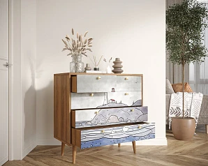 красивый Комод "Berber" пять ящиков арт BB36/Print_51 в интернет-магазине