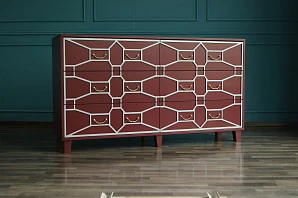 купить стильные Бордовый комод "Emerald" 6 ящиков арт DSC348ETG/R в интернет-магазине