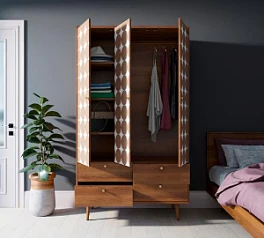 Шкаф трехстворчатый "Berber" принт 17 арт BB02/Print_17 на заказ