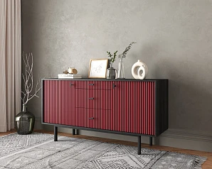 Комод две дверки и три ящика "Emerson" арт EM08/red/L в интерьере