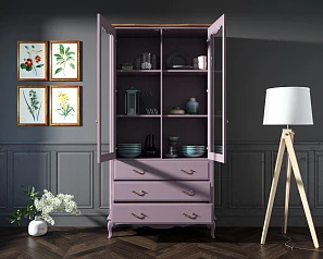 фото Шкаф "Leontina Lavanda" для посуды высокий 3 ящика арт ST9355/3L в интерьере