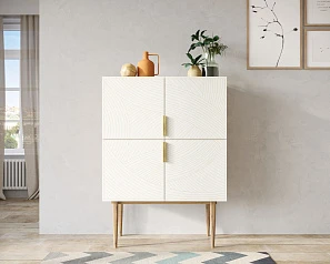 фото Малый комод с четырьмя дверками на высоких ножках "Line" LN13/GR1/beige в интерьере