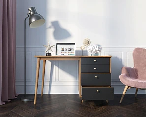 фото Стол рабочий "Berber" принт 33 с одной тумбой арт BB31/Print_33 в интерьере