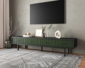 фото Комод с четырьмя ящиками под TV "Emerson" арт EM06/green/L в интерьере