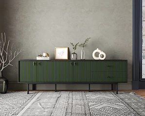 стильный Комод с четырьмя дверками и двумя ящиками "Emerson" арт EM04/green/L