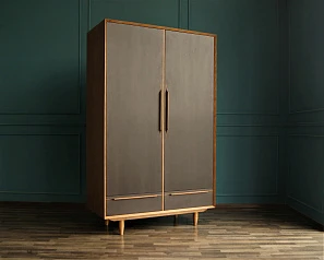 купить Шкаф двустворчатый  "Bruni Black" с двумя ящиками арт BR27/2Black в интернет-магазине