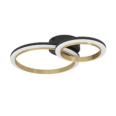 901223 Светодиодный потолочный светильник CALLIERA, 20W(LED), 420X300, димм., сталь, пластик, черный, латунь/пластик, белый, 4000K, 1500lm в интерьере