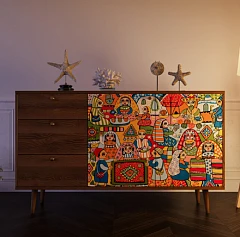 купить красивые Комод "Berber" с двумя дверками и ящиками 1 принт арт BB05/Print_01 в интернет-магазине