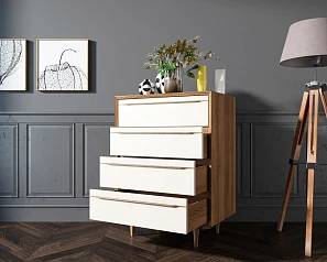 Комод в Скандинавском стиле "Bruni white" на четыре ящика арт BR08WH на заказ