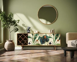 красивый Комод "Berber" удлиненный с бутылочницей арт BB15/Print_55 на заказ