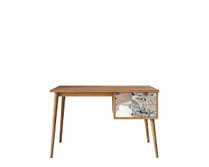 Стол рабочий "Berber" принт 50 с одной тумбой арт BB20/Print_50 в интерьере