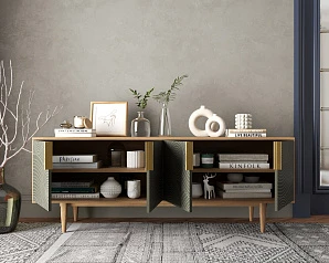 фото Комод под TV с четыремя дверками "Line" R21/browngrey в интерьере