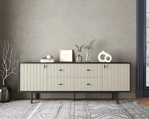 Комод две дверки и четыре ящика "Emerson" арт EM19/milky/L в интерьере