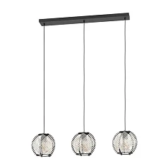 44007 Подвесной светильник WAVERTON, 3х40W (E27), L920, B220, H1100, сталь черный / текстиль, дерево, белый, черный на заказ в интернет-магазине