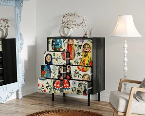 стильные Комод на восемь ящиков "Emerson" Матрешки арт EM20/Art04