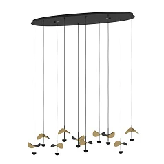 390342 Люстра диммируемая DRACERA, 10X2,3W (LED), 3000K, 2800lm, L1120, B330, H1500, сталь, черный/сталь, черный, золотой в интерьере