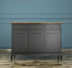 купить Комод "Leontina Black" (3 ящика и 3 двери) арт ST9344BLK