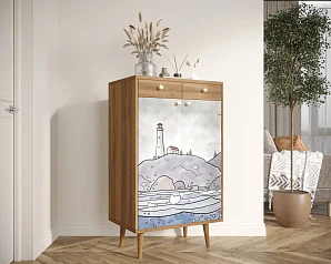 фото Комод "Berber" два ящика и дверки арт BB46/Print_51