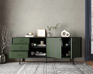 стильный Комод с дверками и нишей "Emerson" арт EM15/green/L на заказ