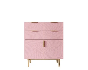 заказать Большой комод с четырьмя ящиками и дверками "Line" LN17/GR1/pink в интернет-магазине