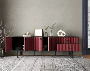 красивый Комод с четырьмя дверками и двумя ящиками "Emerson" арт EM04/red/L на заказ